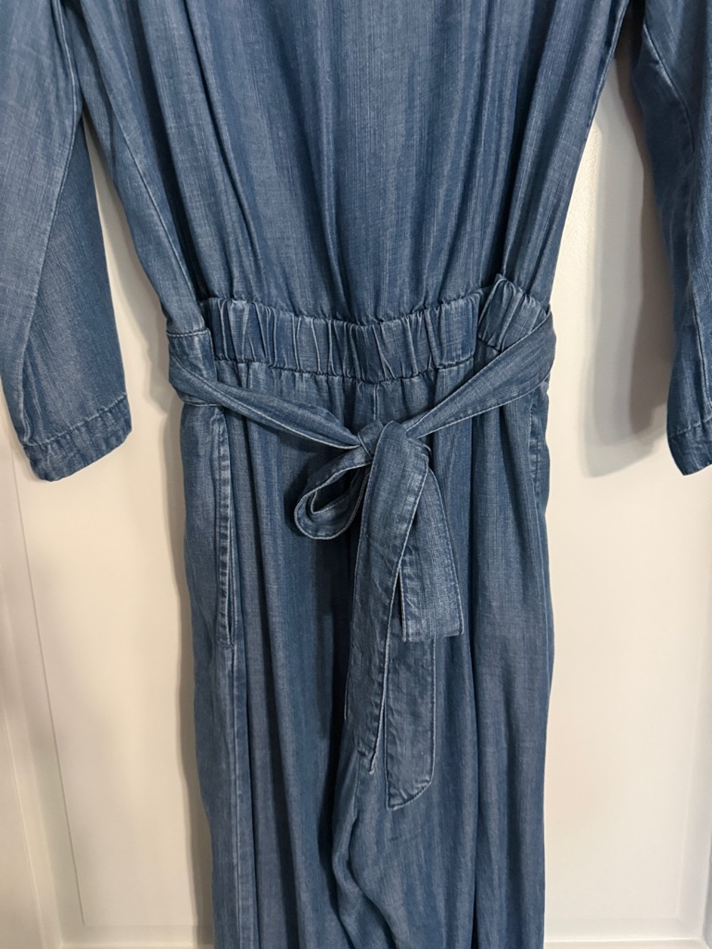 cloth & stone Blue Chambray Wrap Long-Sleeve Jumpsuit - Picture 7 of 7